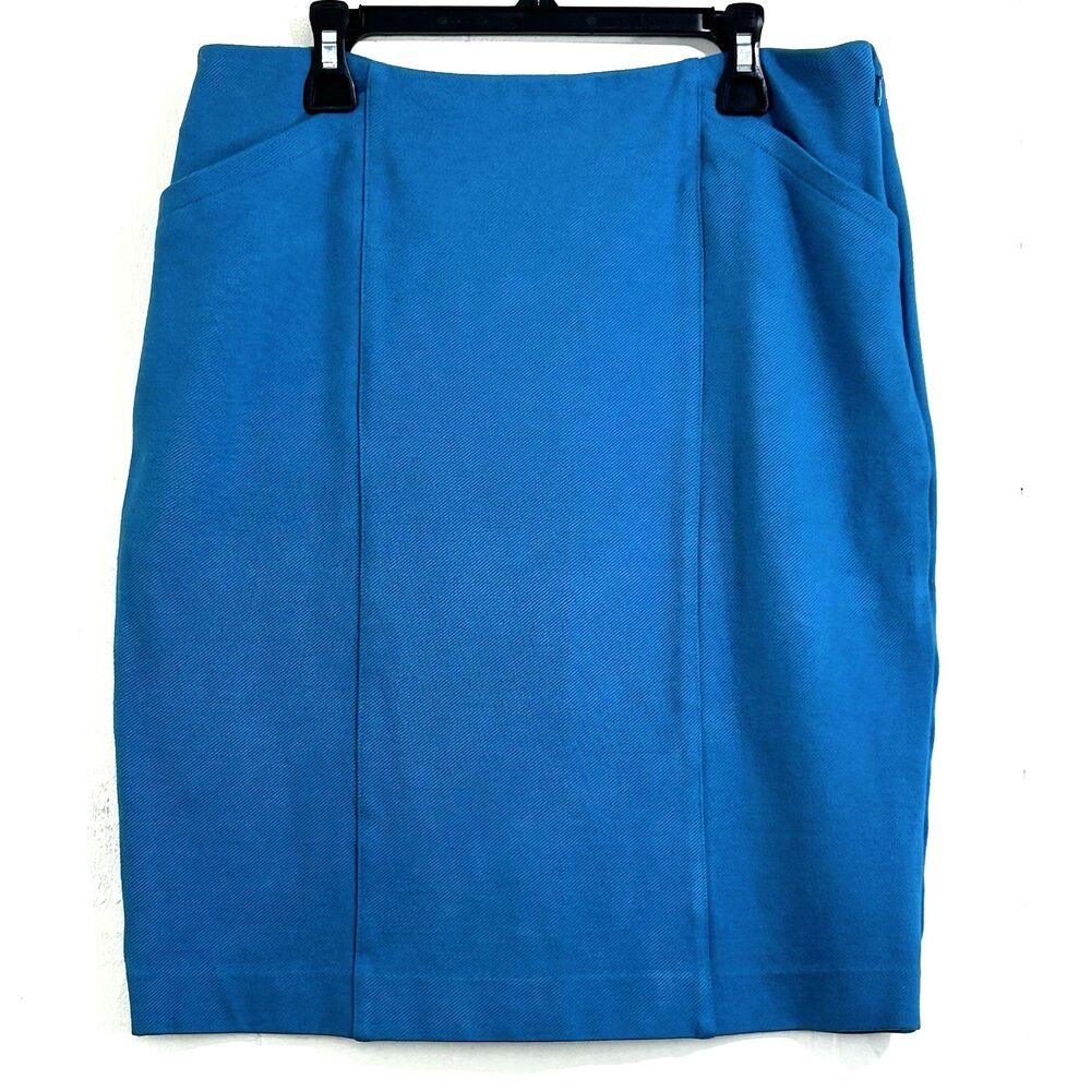 CABI Teal Blue Skirt Size 4 Sigourney Side Zip Office Mini Pencil Skirt